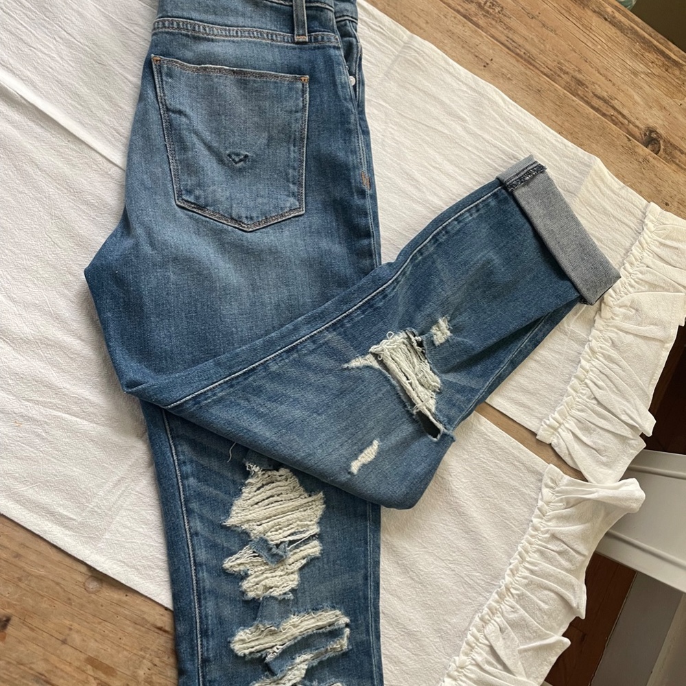 Hudson Zooey High Rise Straight Crop Distressed denim NEW - Picture 3 of 9